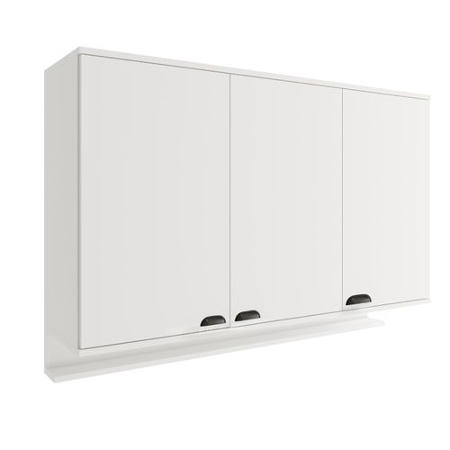 Armário Aéreo de Cozinha 1200mm 3 Portas c/ Porta Temperos Lótus Carraro Branco