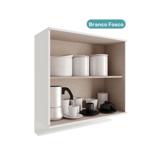 Armário Aéreo de Cozinha 800mm 2 Portas c/ Porta Temperos Lótus Carraro Branco