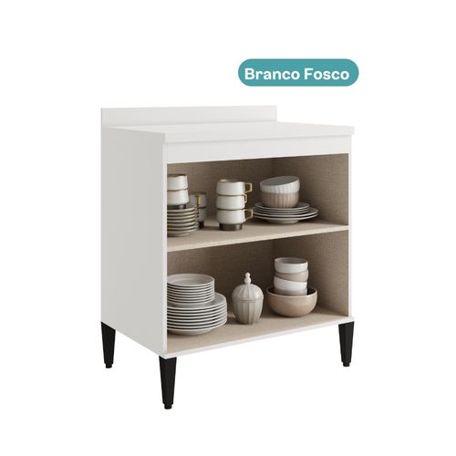 Balcão de Cozinha 800mm 2 Portas Com Tampo Lótus Carraro Branco