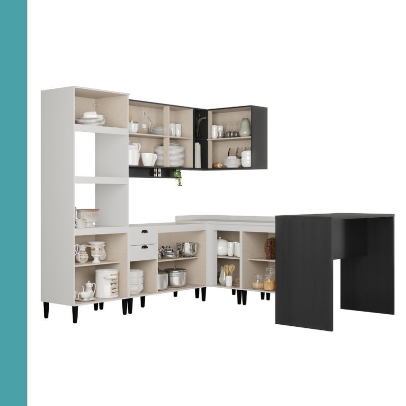 Armario-de-Cozinha-Completa-c--Balcao-Lotus-New-Carraro-Branco-com-Preto-Touch