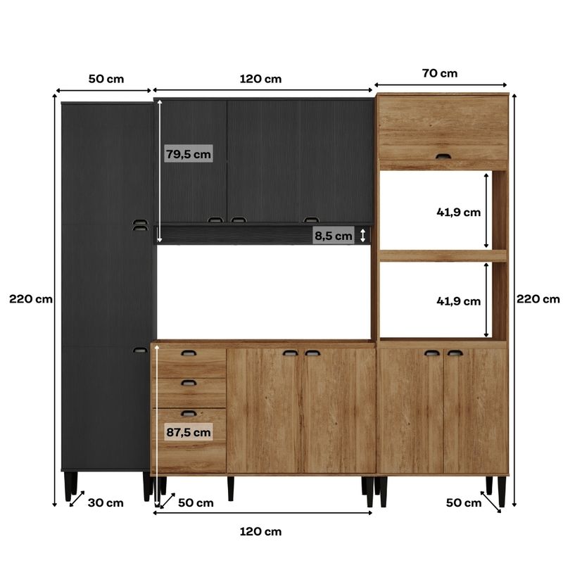 Armario-de-Cozinha-Completa-c--Balcao-Lotus-Energy-Carraro-Freijo-com-Preto-Touch