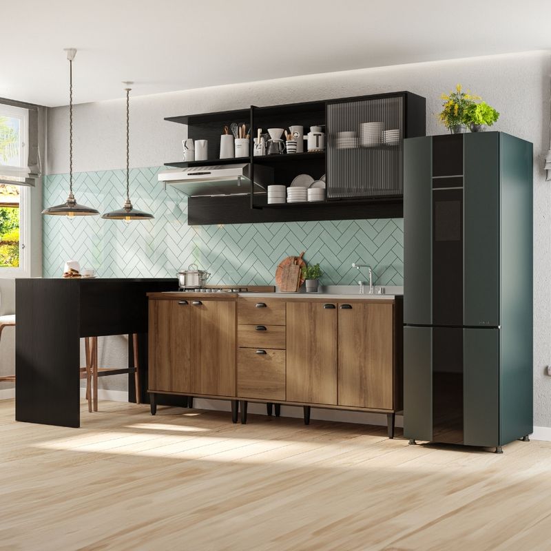 Armario-de-Cozinha-Completa-c--Balcao-Lotus-Urban-Carraro-Freijo-com-Preto-Touch