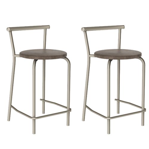Kit 2 Banquetas Altas Cozinha Balcão 106 Carraro Camurça Conhaque