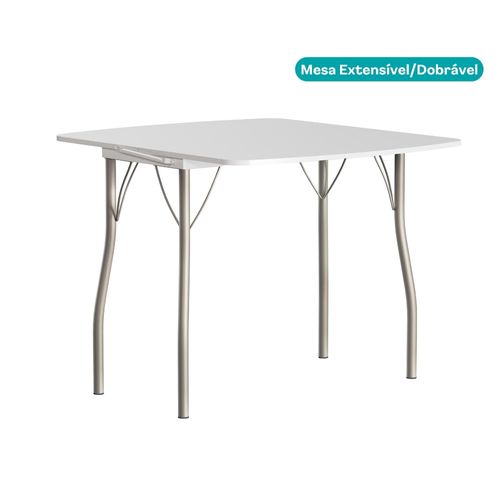 Mesa Dobrável Extensível 216 Carraro Branco Prata