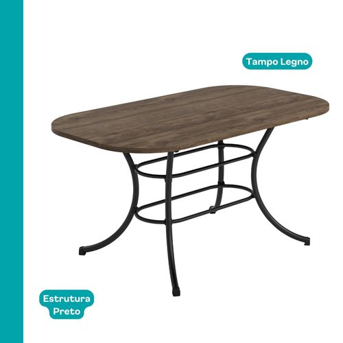 Mesa de Jantar 6 Lugares Retangular 1,60m 1547 Carraro Legno com Preto