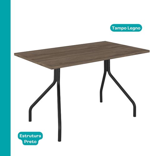 Mesa de Jantar 6 Lugares Retangular 1,36m 1556 Carraro Legno com Preto