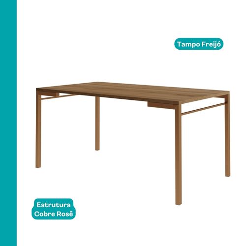 Mesa de Jantar 6 Lugares Retangular 1,60m 1579 Carraro Freijó Rose