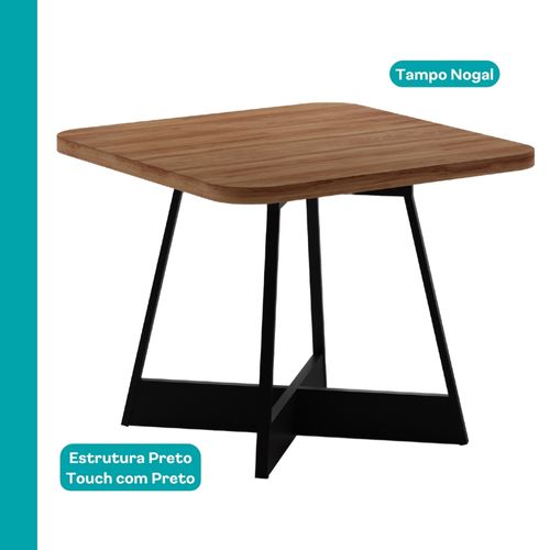 Mesa de Jantar Quadrada 90cm Átria 1593 Carraro Nogal com Preto