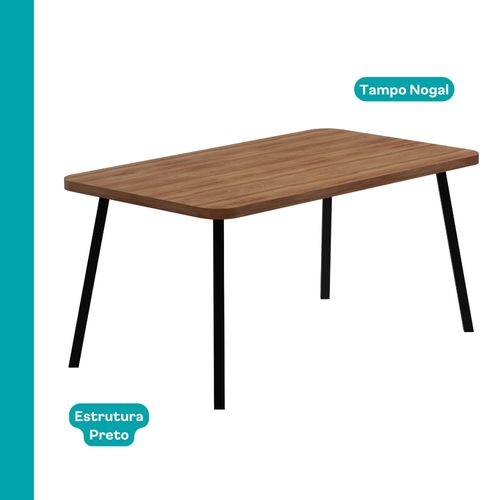 Mesa de Jantar 6 Lugares Retangular 1,6m Stellar Carraro Nogal