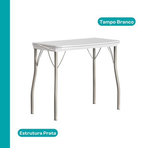 Conjunto Sala de Jantar 4 Banquetas Palermo Carraro Branco Prata