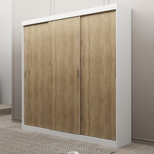 Guarda Roupa Casal 3 Portas de Correr West Carraro Branco c/ Noce