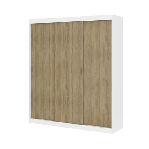 Guarda Roupa Casal 3 Portas de Correr West Carraro Branco c/ Noce