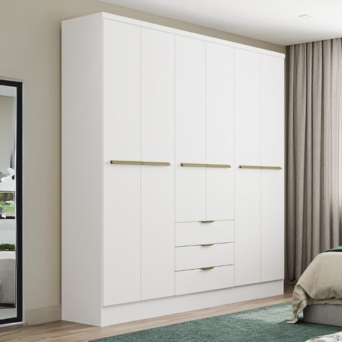 Guarda Roupa Casal 6 Portas Troy Carraro Branco