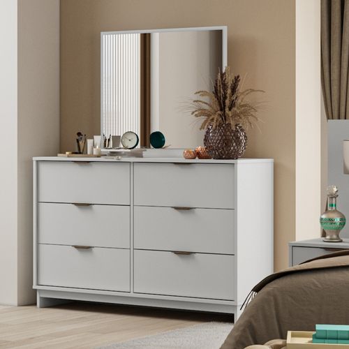 Cômoda 6 Gavetas com Espelho Quarto 1160 Carraro Branco