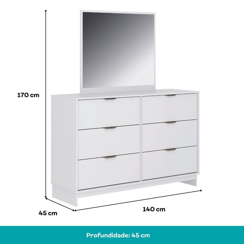 Comoda-6-Gavetas-com-Espelho-Quarto-1160-Carraro-Branco-