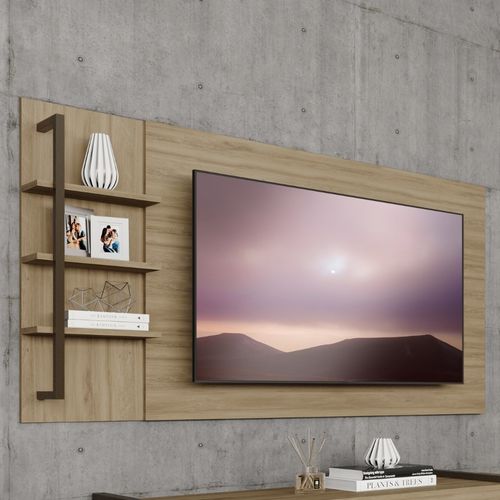 Painel para TV até 50 Polegadas c/ Prateleiras Amazonas Carraro Noce