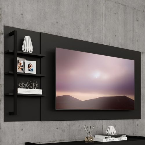 Painel para TV até 50 Polegadas c/ Prateleiras Amazonas Carraro Preto