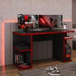 Mesa-Gamer-Escrivaninha-para-Computador-1147-Carraro-Preto-com-Vermelho