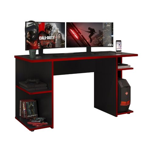 Mesa Gamer Escrivaninha para Computador 1147 Carraro Preto com Vermelho