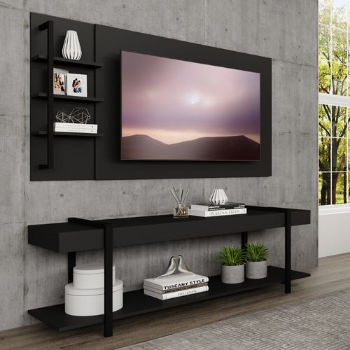 Rack com Painel TV 50" Ohio Carraro Preto