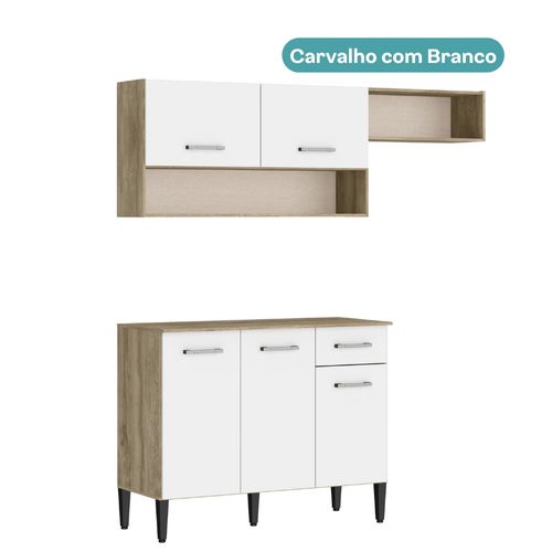 Armário de Cozinha Compacta Arizona Tiny Carraro Carvalho com Branco