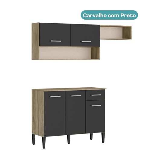 Armário de Cozinha Compacta Arizona Tiny Carraro Carvalho com Preto