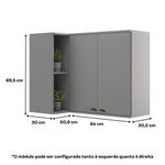 Armario-Aereo-de-Cozinha-2-Portas-com-Nicho-de-Canto-Lotus-Carraro-Titanio