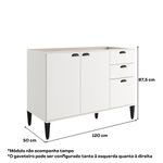 Balcao-de-Cozinha-1200mm-2-Portas-3-Gavetas-Sem-Tampo-Lotus-Carraro-Branco