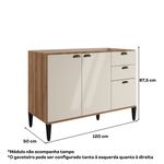 Balcao-de-Cozinha-1200mm-2-Portas-3-Gavetas-Sem-Tampo-Lotus-Carraro-Freijo-com-Off-White