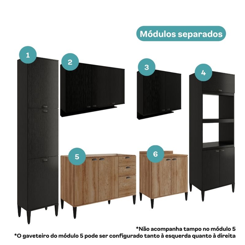 Armario-de-Cozinha-Completa-c--Balcao-Lotus-Look--Carraro-Freijo-com-Preto-Touch