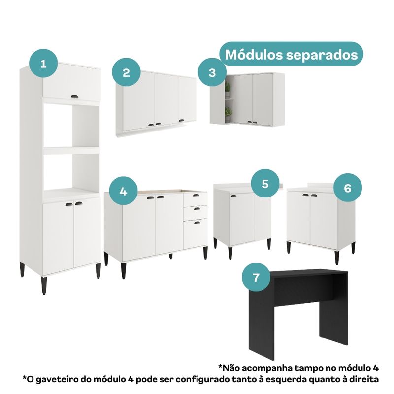 Armario-de-Cozinha-Completa-c--Balcao-Lotus-New-Carraro-Branco-com-Preto-Touch