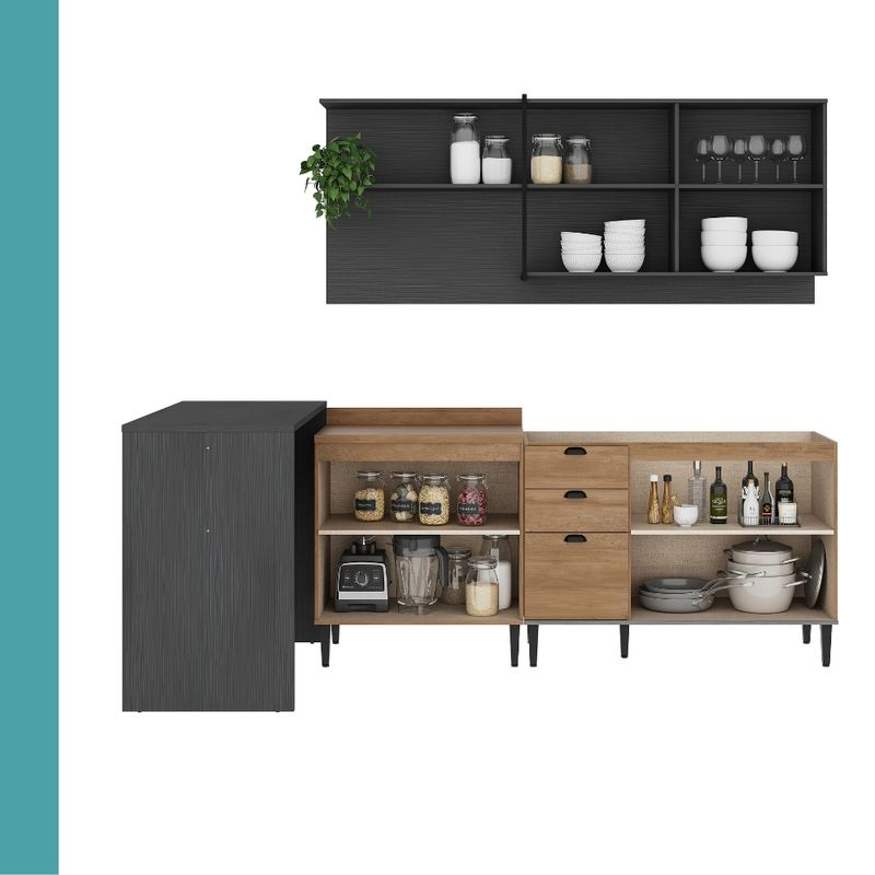Armario-de-Cozinha-Completa-c--Balcao-Lotus-Urban-Carraro-Freijo-com-Preto-Touch