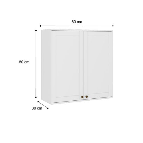 Armário Aéreo de Cozinha 80 cm 2 Portas MDF Milla Carraro Branco