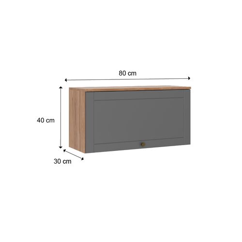 Armário Aéreo de Cozinha 80 cm 1 Porta Milla Carraro Nogal com Cinza Titânio