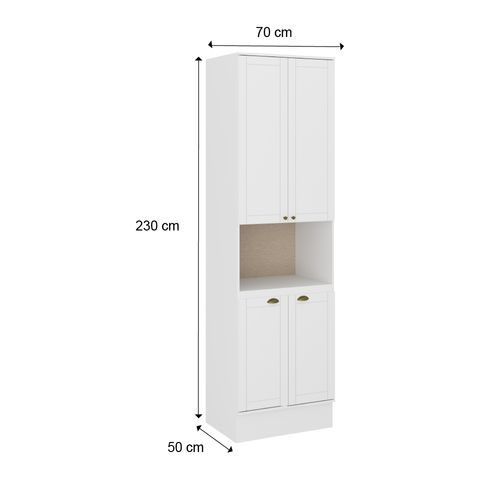 Torre Quente para 1 Forno 4 Portas MDF Milla Carraro Branco