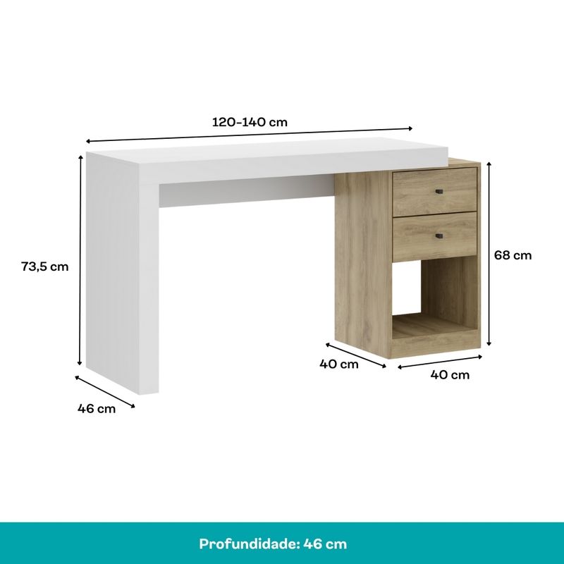 Mesa-Escrivaninha-140-cm-com-2-Gavetas-Spark-Carraro-Branco-com-Noce