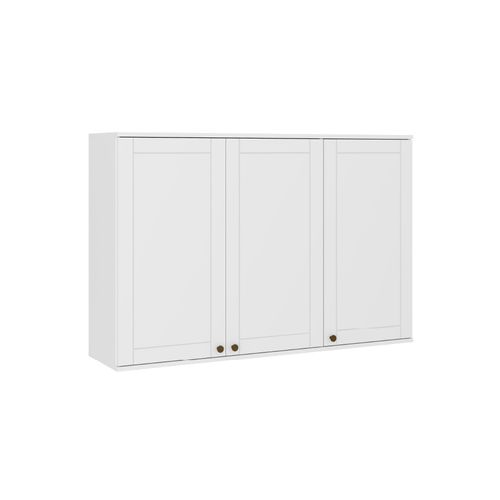 Armário Aéreo de Cozinha 120 cm 3 Portas MDF Milla Carraro Branco