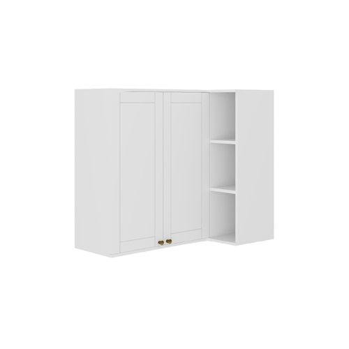 Armário Aéreo de Cozinha 80 cm 2 Portas com Nicho de Canto MDF Milla Carraro Branco