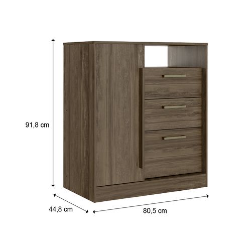 Cômoda 3 Gavetas 1 Porta Carraro Legno