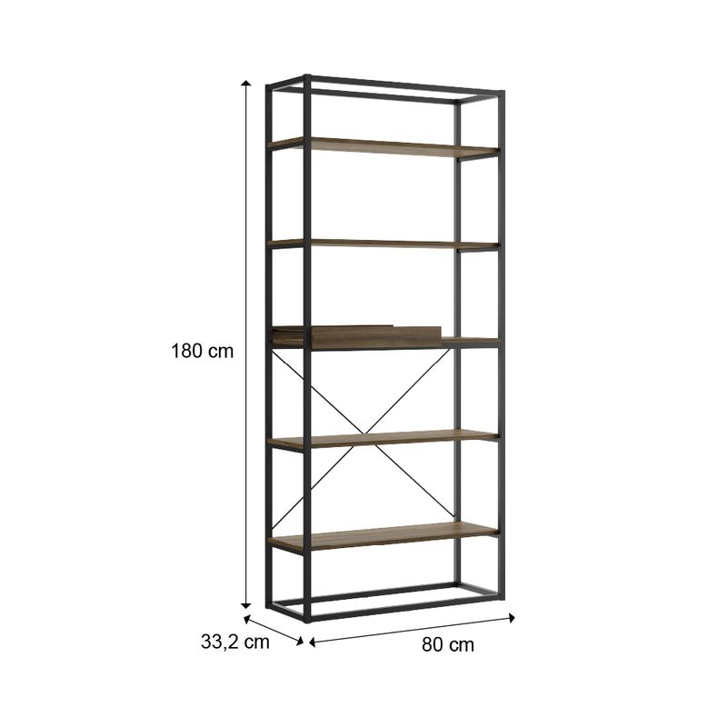 Estante-Multiuso-com-5-Prateleiras-e-Bandeja-1344-Carraro-Legno