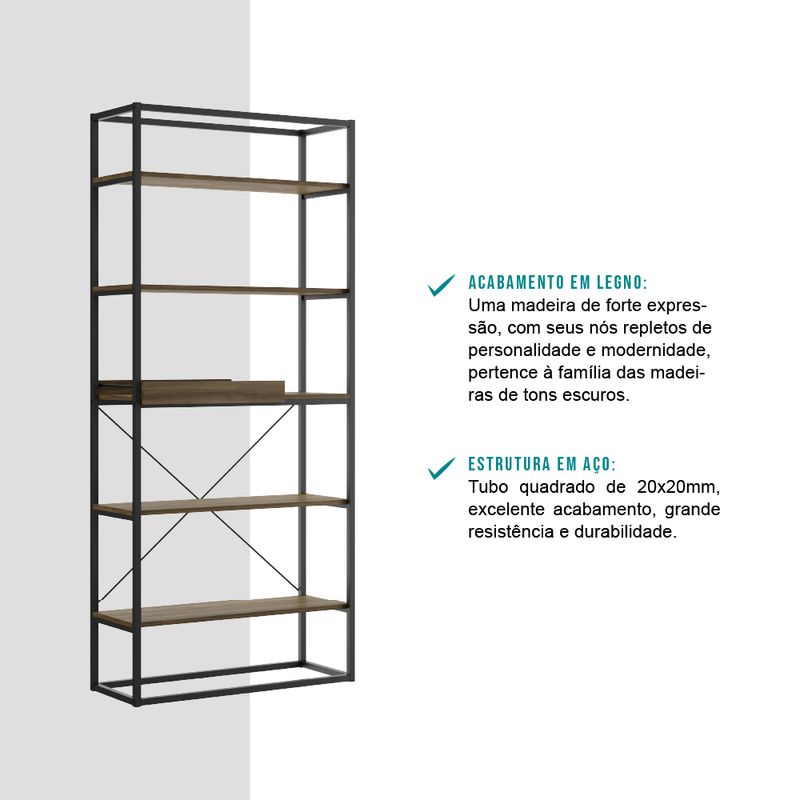 Estante-Multiuso-com-5-Prateleiras-e-Bandeja-1344-Carraro-Legno