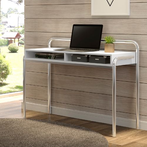 Mesa Escrivaninha para Computador com Nichos 1280 Carraro Branco