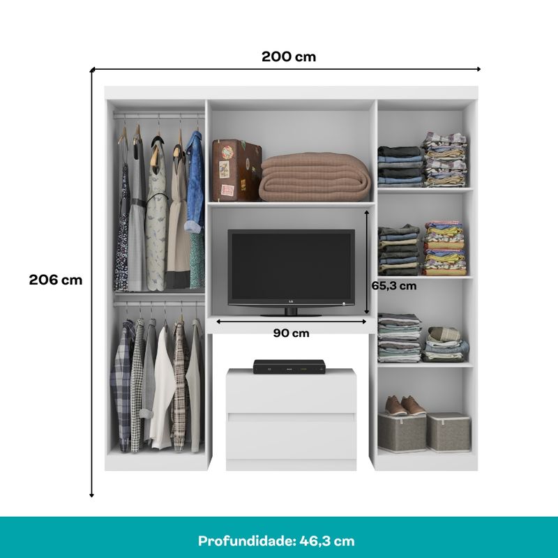 Guarda-Roupa-Casal-6-Portas-c--Gaveteiro-Porto-Carraro-Branco