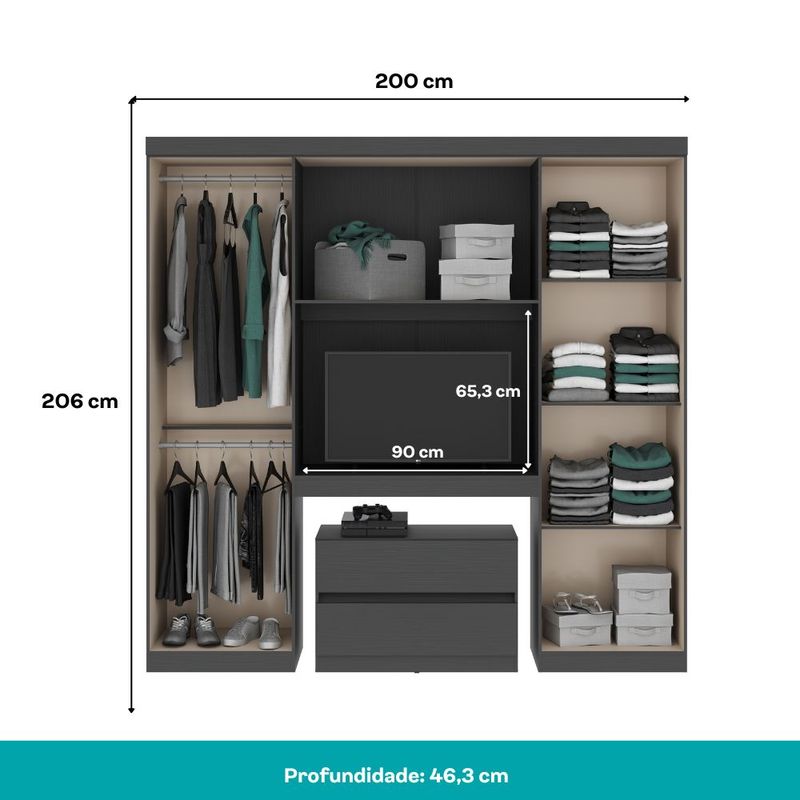 Guarda-Roupa-Casal-6-Portas-c--Gaveteiro-Porto-Carraro-Preto