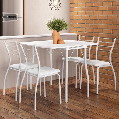Conjunto Sala de Jantar 4 Cadeiras Tallim Carraro Branco