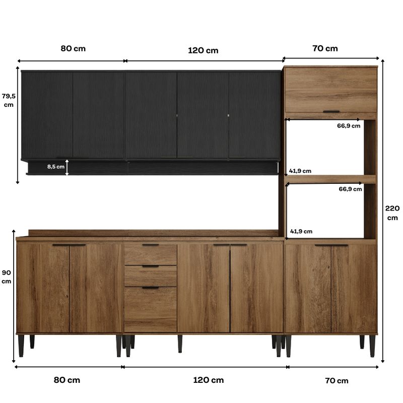 Armario-de-Cozinha-Completa-c--Tampo-Lotus-Star-Carraro-Freijo-Preto-Touch