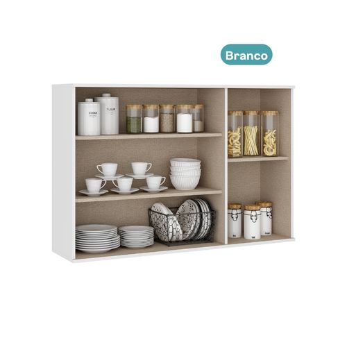 Armário Aéreo de Cozinha 120 cm 3 Portas MDF Milla Carraro Branco