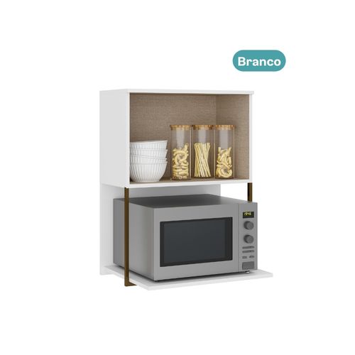 Armário Aéreo de Cozinha 60 cm 1 Porta com Nicho Forno MDF Milla Carraro Branco