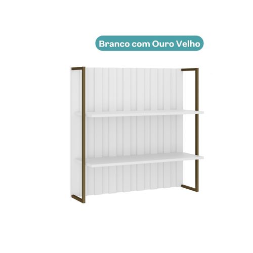 Armário Aéreo Ripado de Cozinha 80 cm 2 Prateleiras MDF Milla Carraro Branco