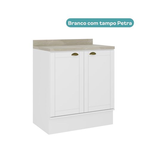 Balcão de Cozinha 80 cm 2 Pts MDF c/ Tampo Milla Carraro Branco